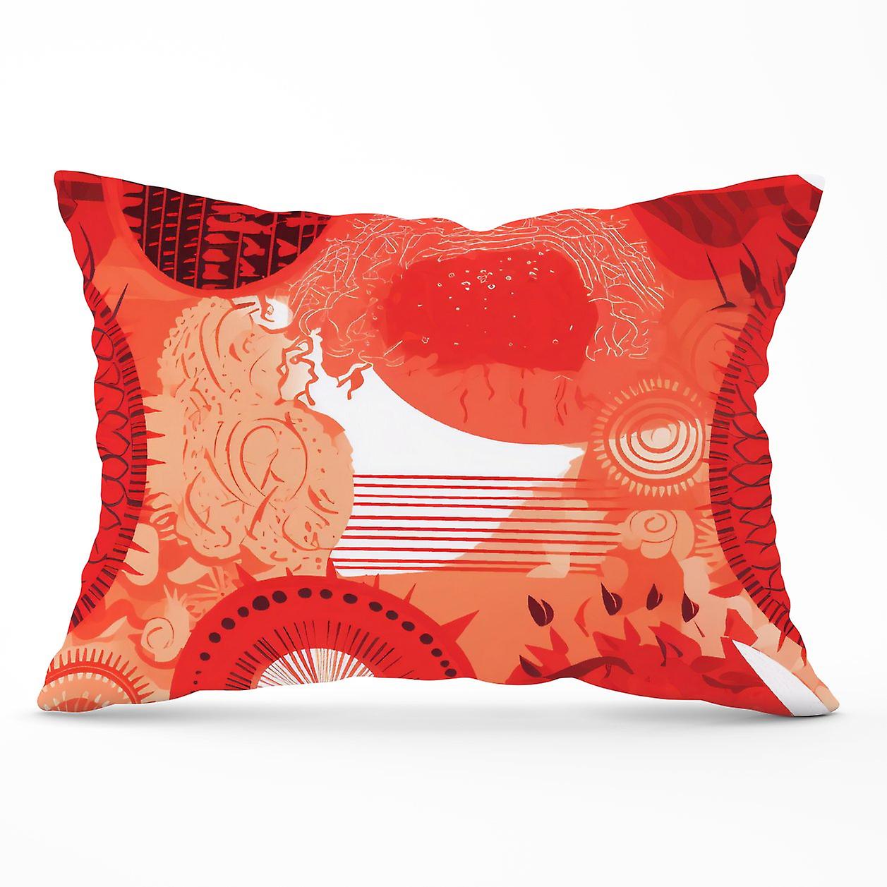 Abstract Red Sun Pattern Cushions