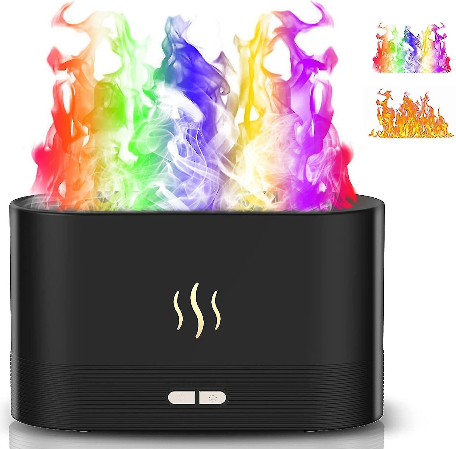 Black Air Aromatherapy Humidifier, 7 Colored Flame Diffusers - Auto Shut Off 180ml Essential Oil Dif
