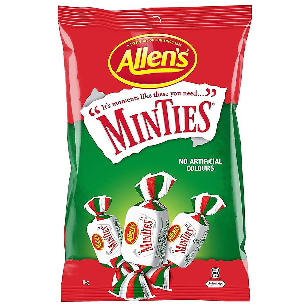 Allens Minties Lollies 1kg Sweet Classic Chewy Mints No Artificial Colours