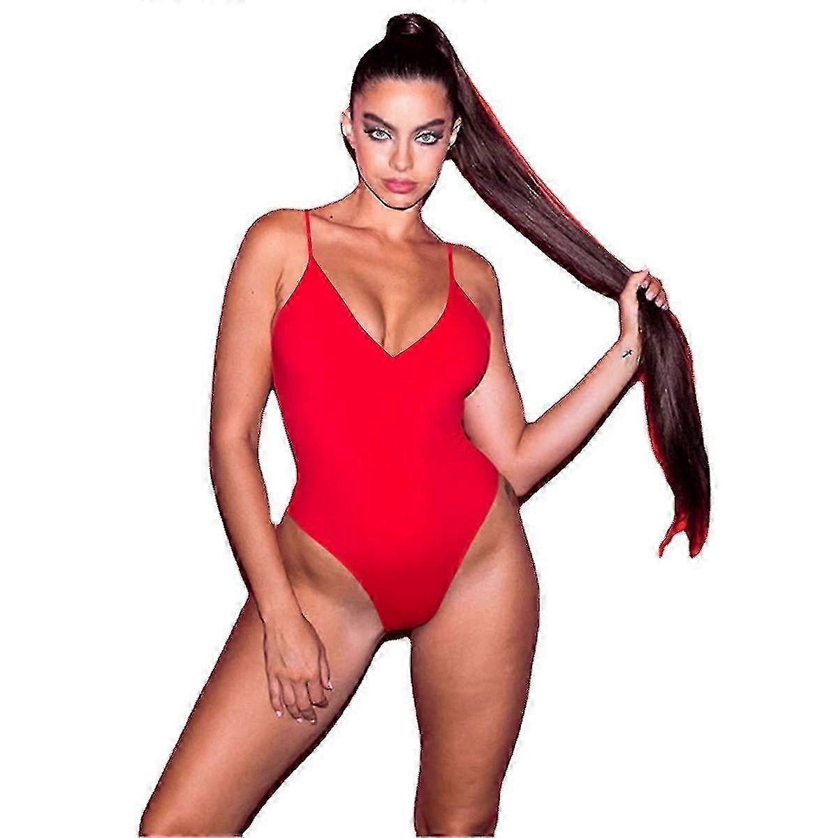 Women's Swimwear Pleated Cross Back Swimsuit V Neck High Cut