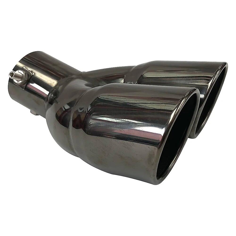 Universal Bolt-on Bent Dual Exhaust Tip Slant Cut Muffler Tip Black Titanium
