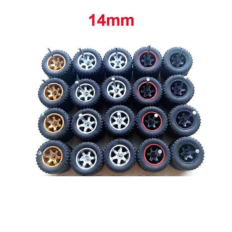 10 set (per 10 auto) 1/64 Ruote in plastica da 14 mm pneumatici in gomma per 1:64 fuoristrada SUV modello di auto auto auto giocattolo