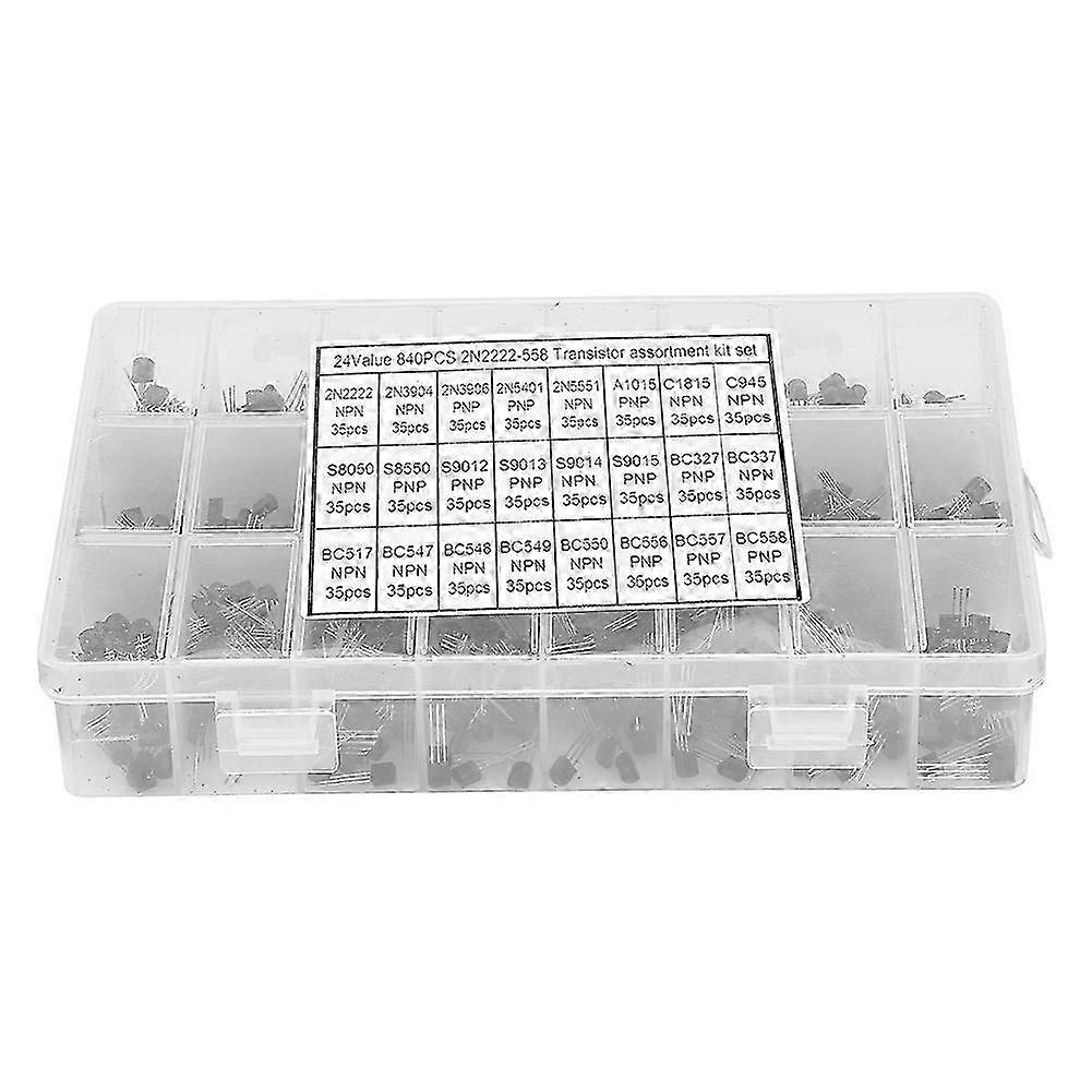 840pcs NPN PNP to 92 2N2222A-BC558 Transistor Assortment DIY Kit