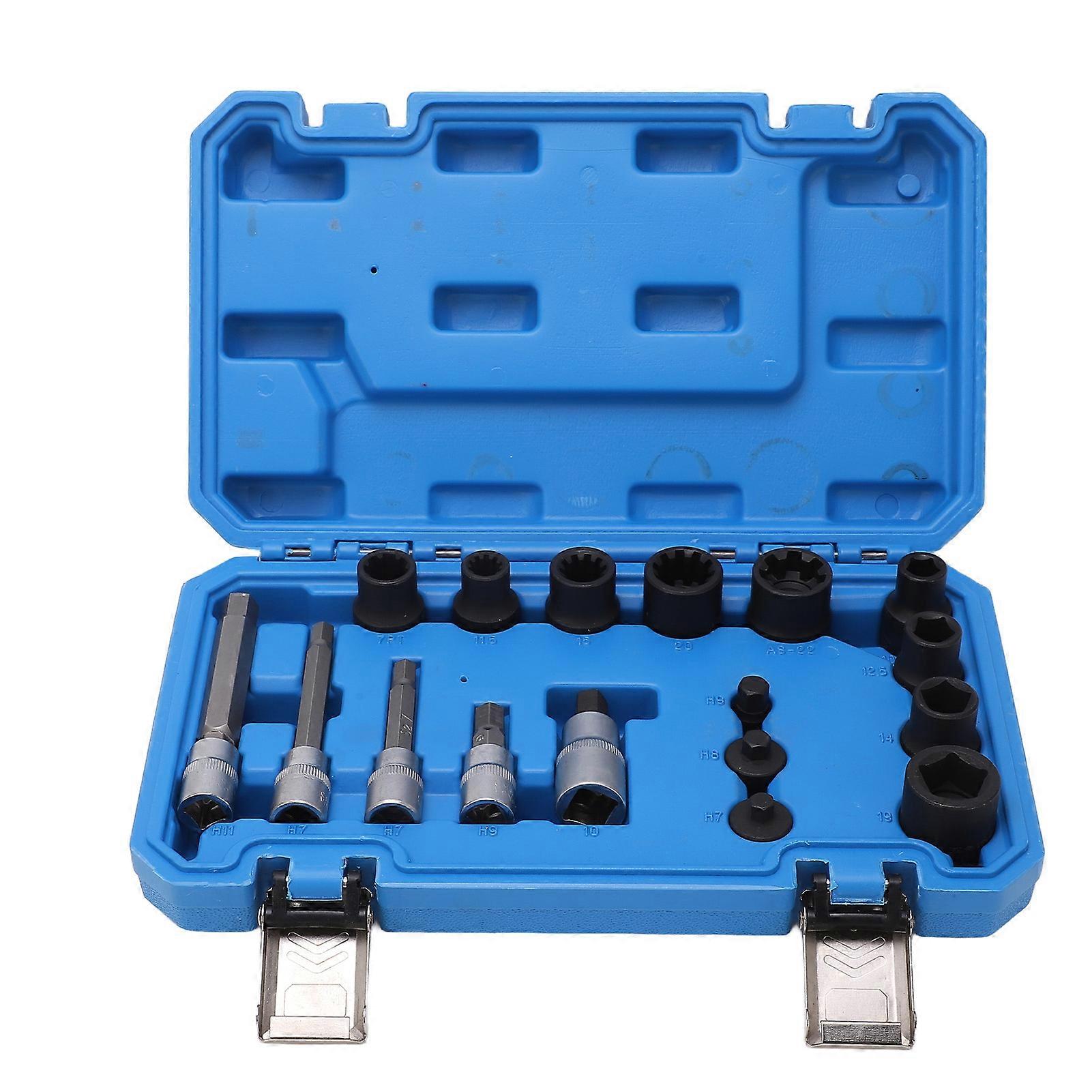 17pcs שקעי כונן שקע מחומש טיפה מזויף נייד מתאים לכונן 1/4in 9mmx20mm שקעים קצרים E2U811