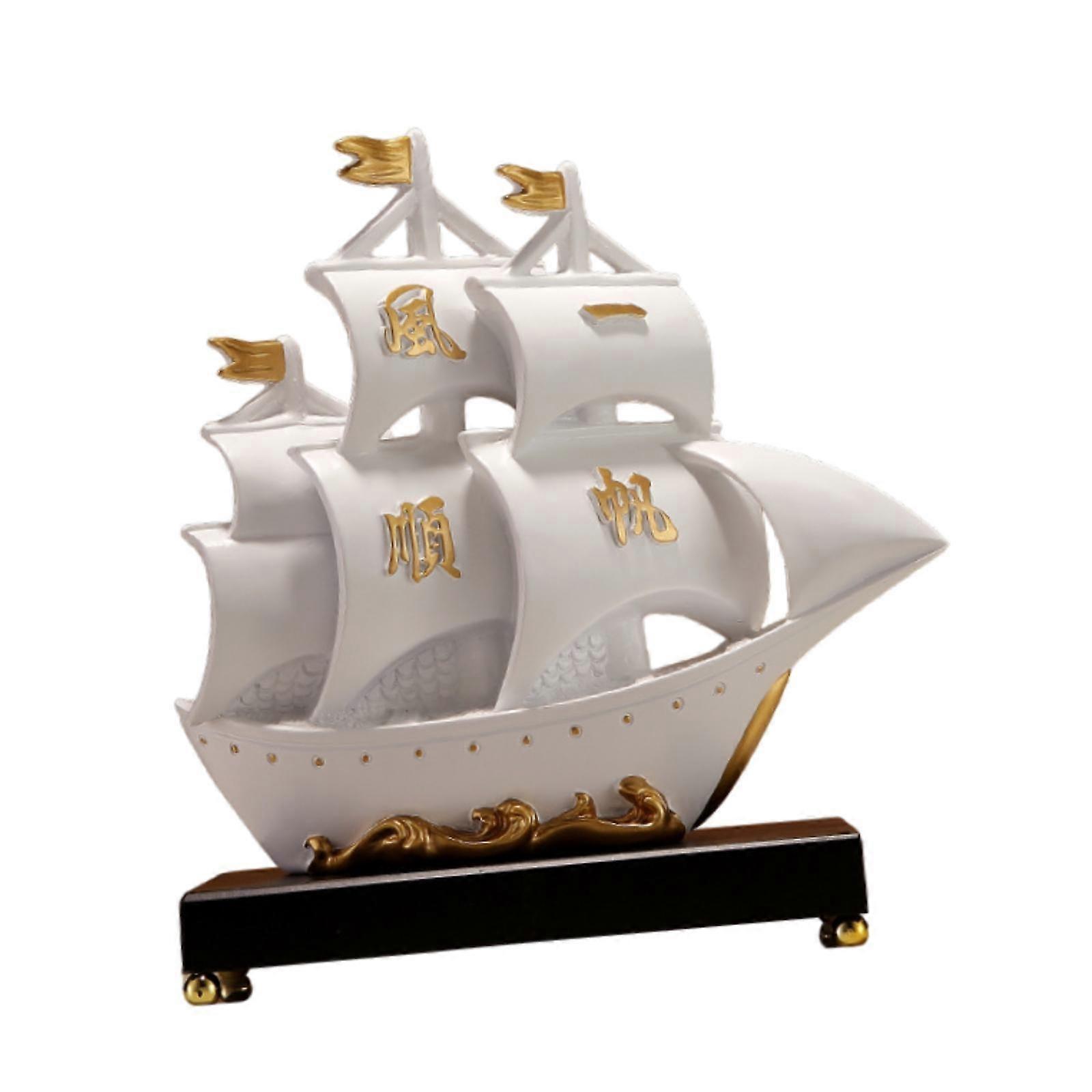 White Sailing Boat Decor Sailing Ship Model for Table Entrance Fireplace