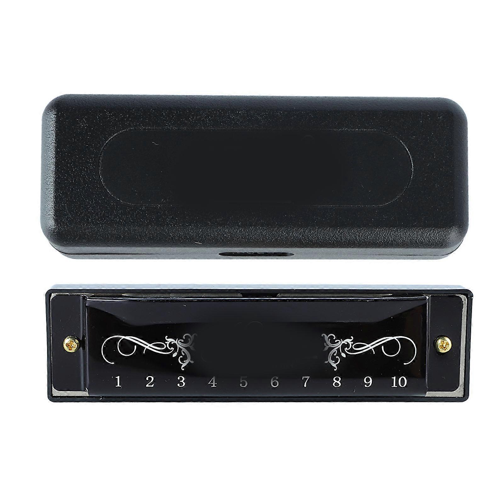 Harmonica 10 Hole 20 Tune C Key Professional Standard Mouth Organ with Case for Kid Beginner Black