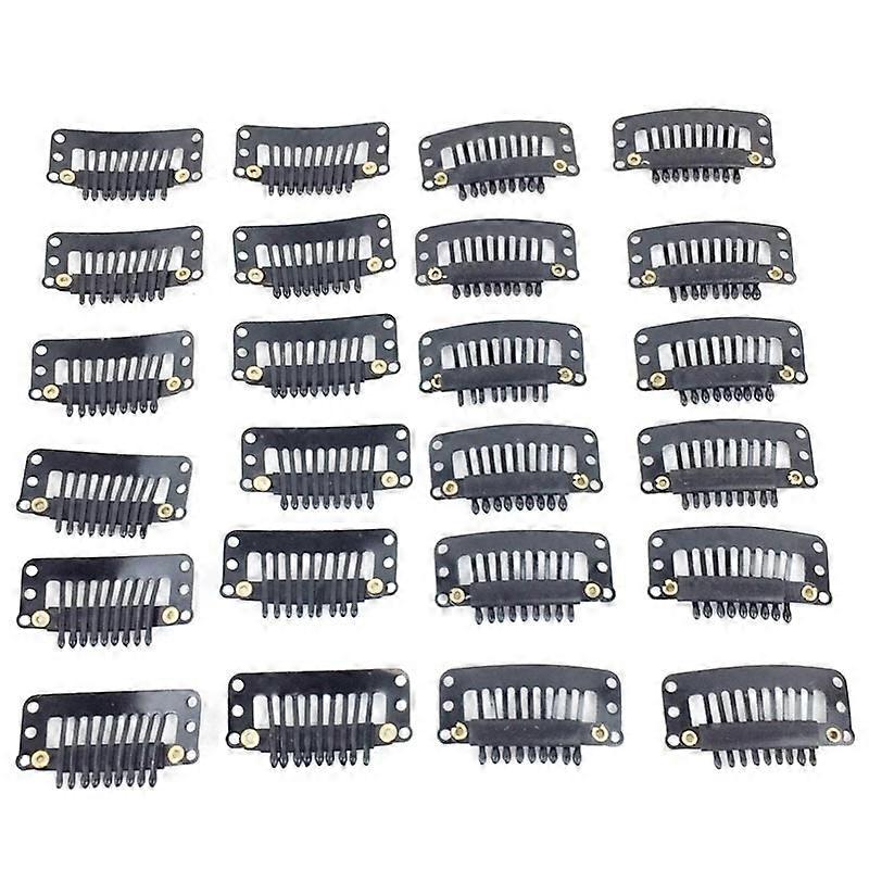 24PCS Wig Clips, 9 Teeth Small Snap Comb Wig Clips Wig Clips Wig Accessories Clips (Black)