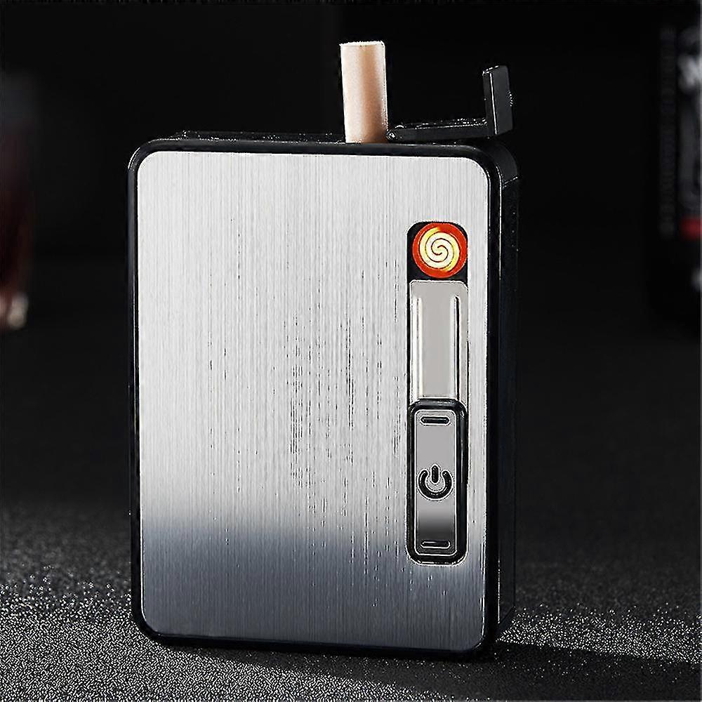 2-in-1 Automatic Rechargeable Cigarette Case Cigarette Lighter Flameless Lighter-mxbc