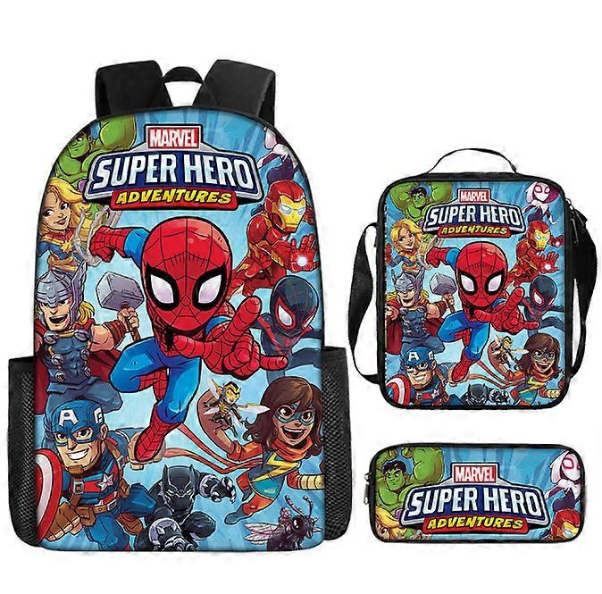 Kids 3Pcs/Set Spider Man Backpack Bag Lunch Bag Pencil Case School Travel Gift