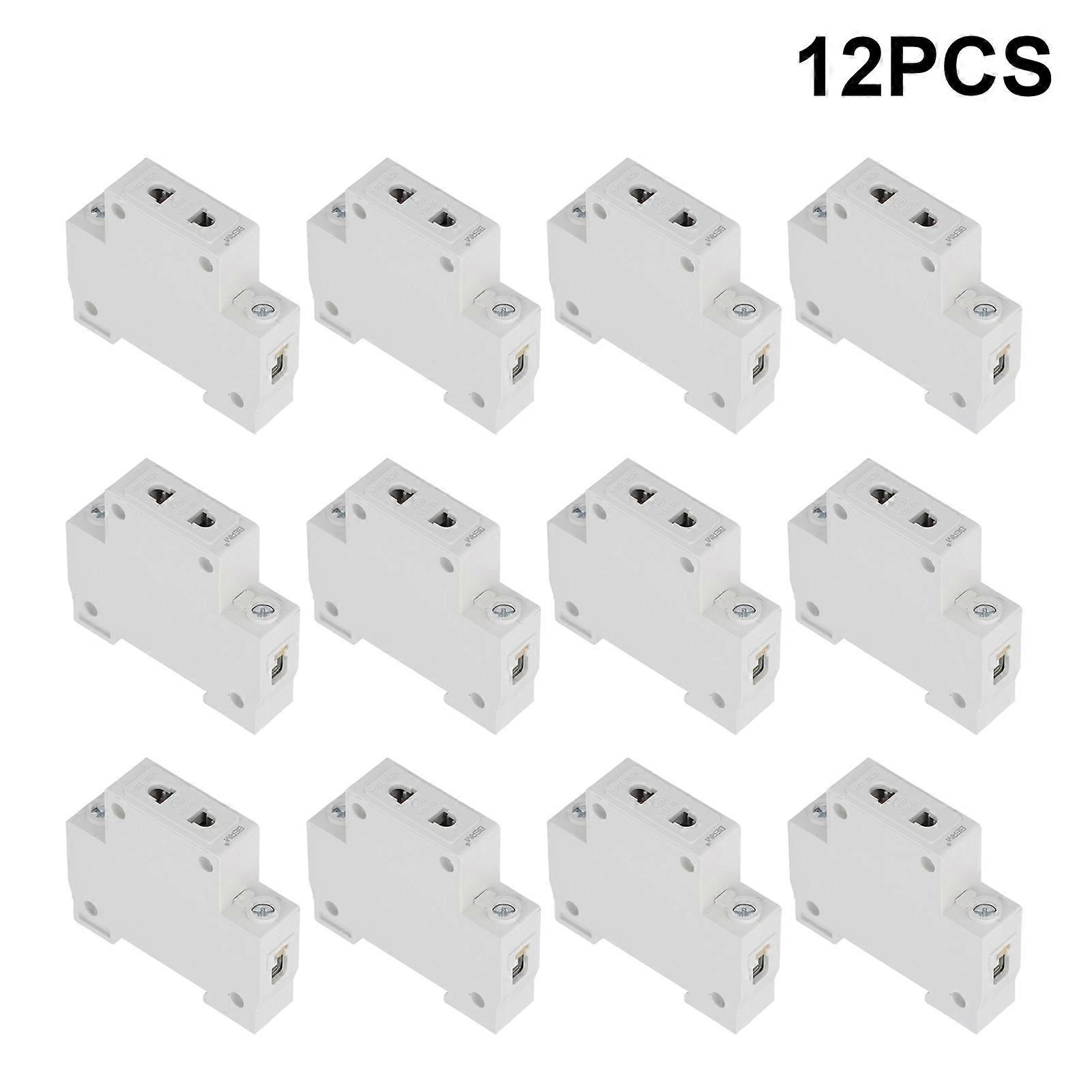 12Pcs BERM Power Socket Din Rail Mounted 2pin Modular Outlet Distribution Box Accessories 250V
