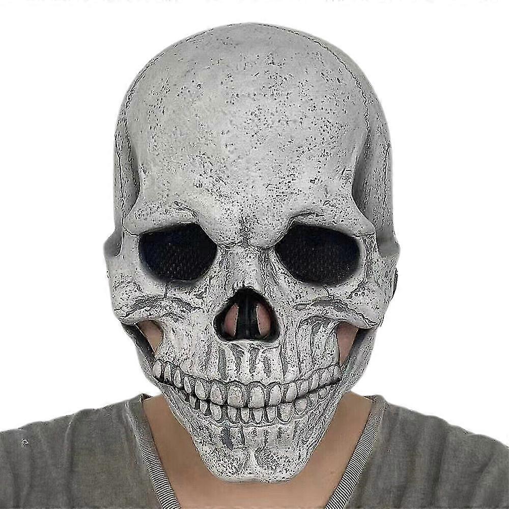 Halloween Scary Moving Jaw Skull Party Full Head Skeleton Mask Party Horror Cosplay Prop Fancy Dress Up