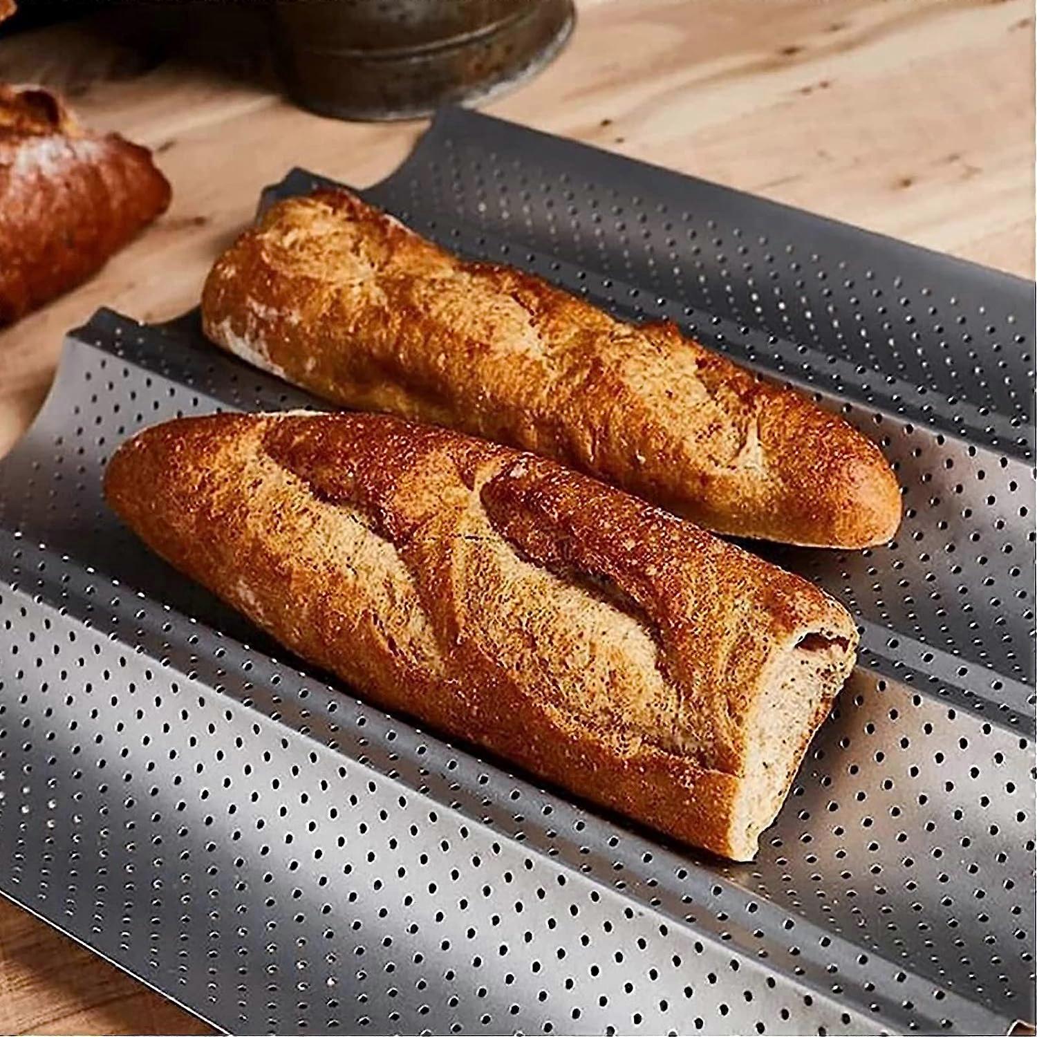 Moule à Baguette Silicone TNOMSNO - Plaque Perforée Antiadhésive 34,5x24 Cm Pour Pain Et Pâtisserie
