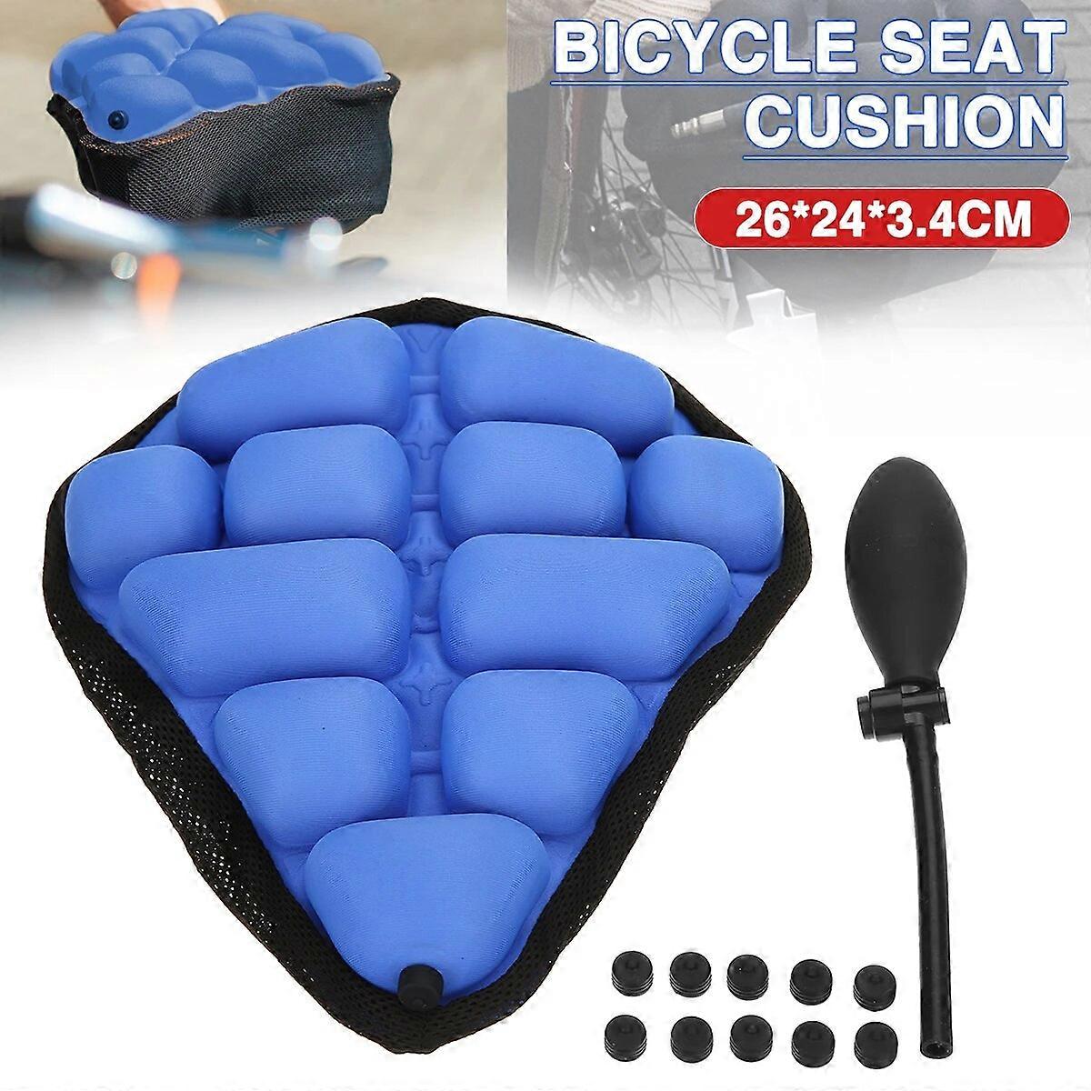 1pc Bicycle Seat Cushion Black/Blue/Gray/Orange 3D Air Shock Absorbing Bike Inflatable Pad Cover Cycling Saddle Seat Mat