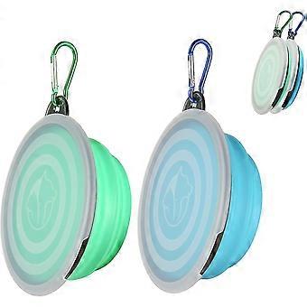 Sammenleggbare hundeboller 2 Pack Dog Travel Bowl med lokk og karabinkroker kjæledyrfôring