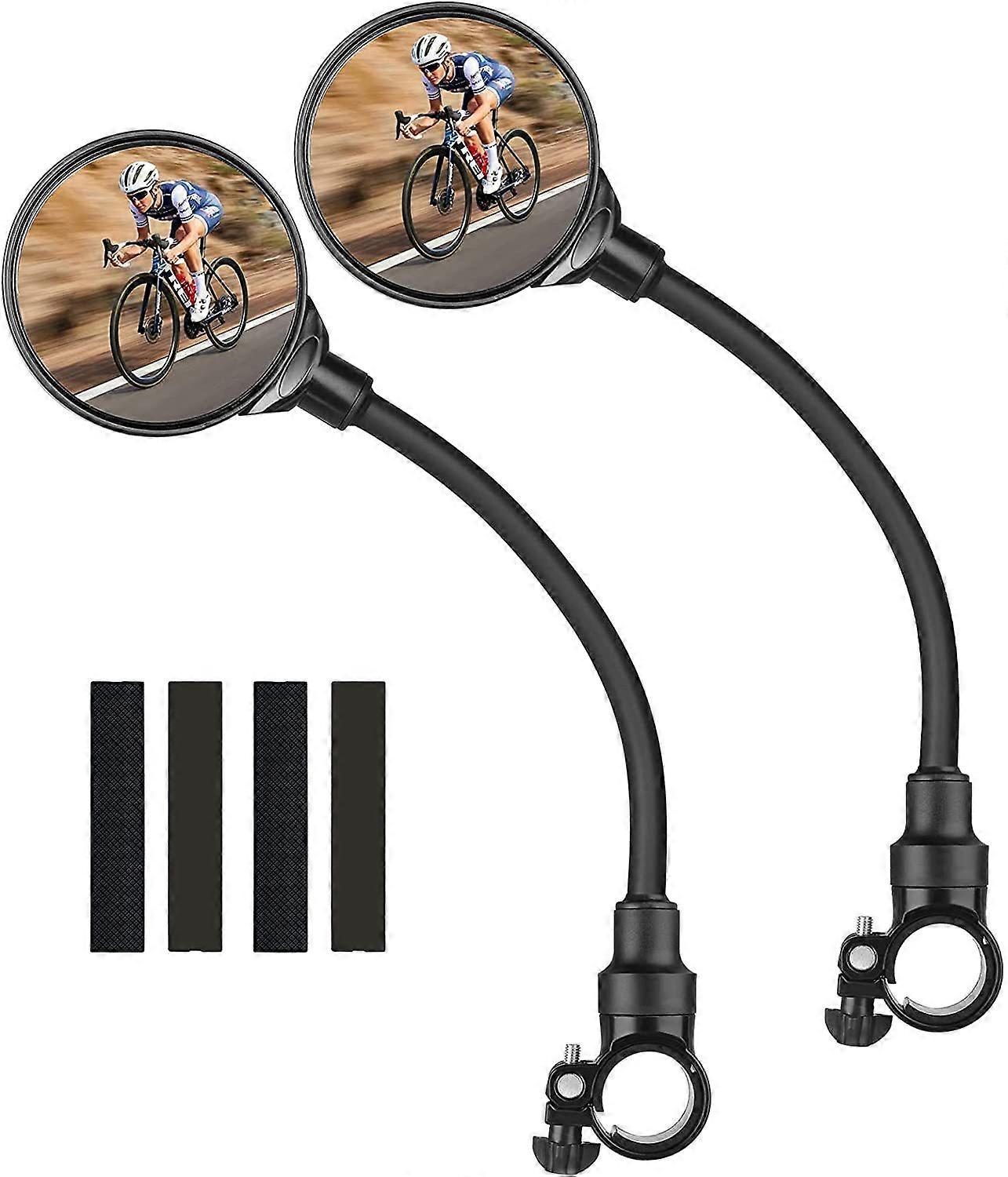 Bicycle Rearview Mirror, 2pcs 360 Rotatable Long Hose Wide Angle Bicycle Rearview Mirror, Acrylic Convex Safety Mirror for 22-30mm Handlebar, Bicycle 