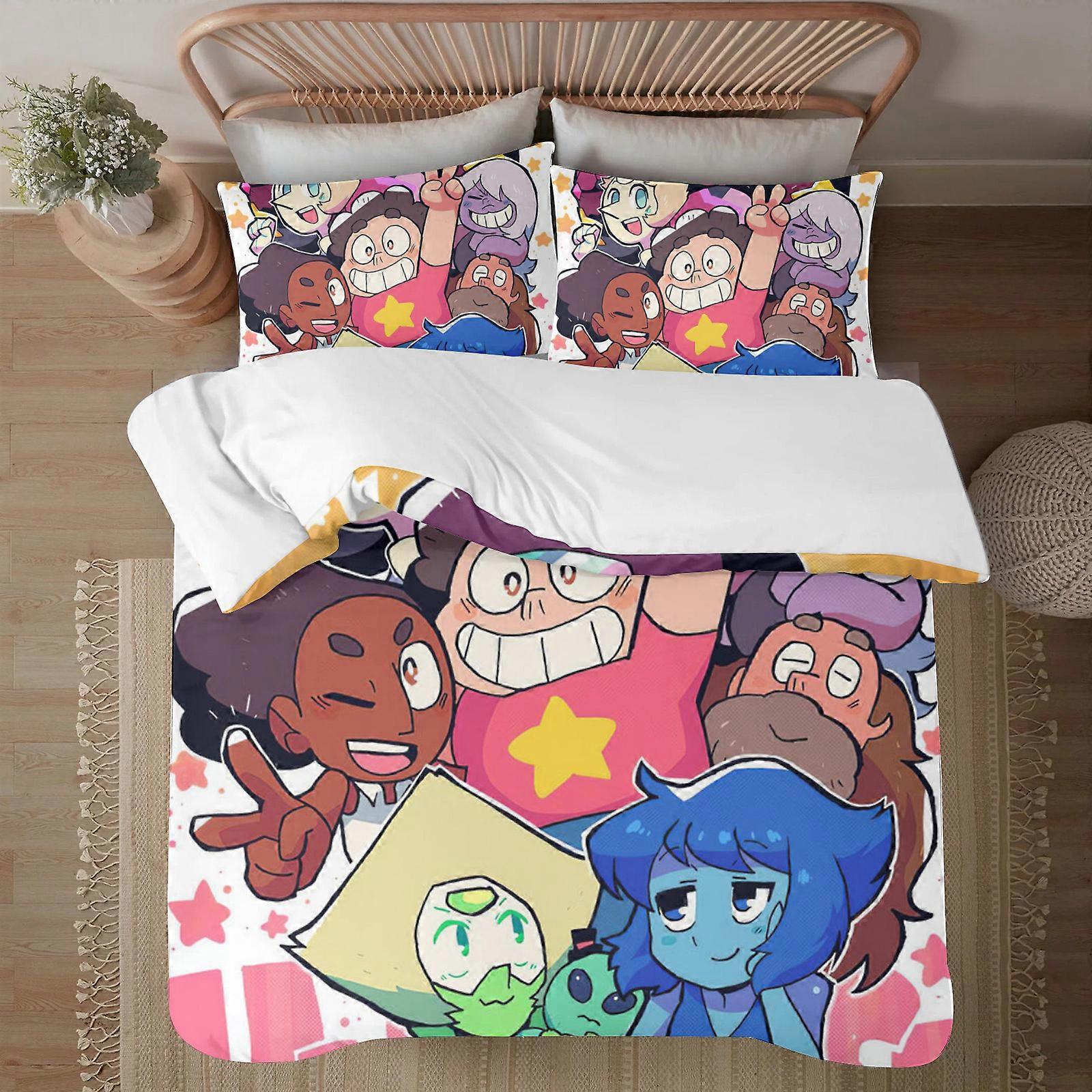 v586 STEVEN UNIVERSE Soft 3D Printed Duvet Cover Bedding Set with Comforter Cover 3 Piece Set Includes 2 Pillowcases and 1 Cover Machine Washable ol58