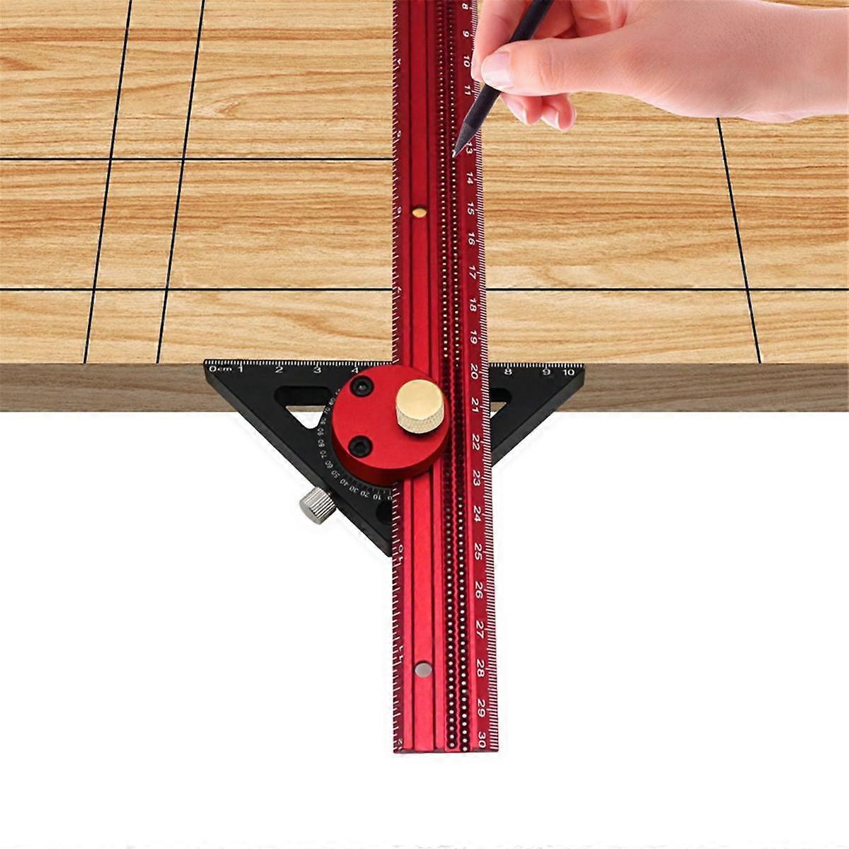 300mm Woodworking Marking Ruler T Ruler Aluminum Alloy Hole Ruler Line ...