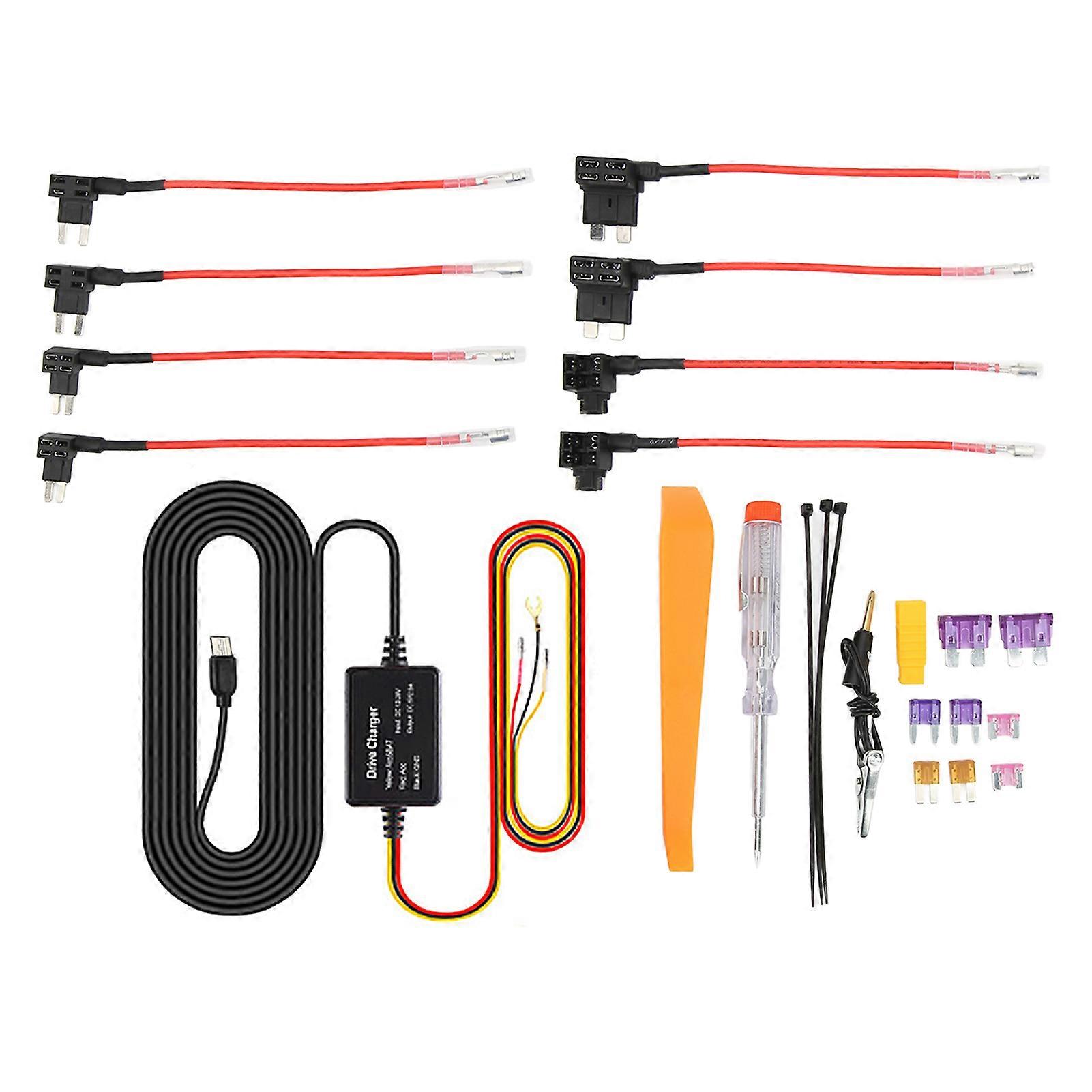 Dash Cam Hardwire Kit 12V?28V to 5V USB Adapter Overheating Protection for Mirror Cam GPS Navigator Radar Detector MICRO