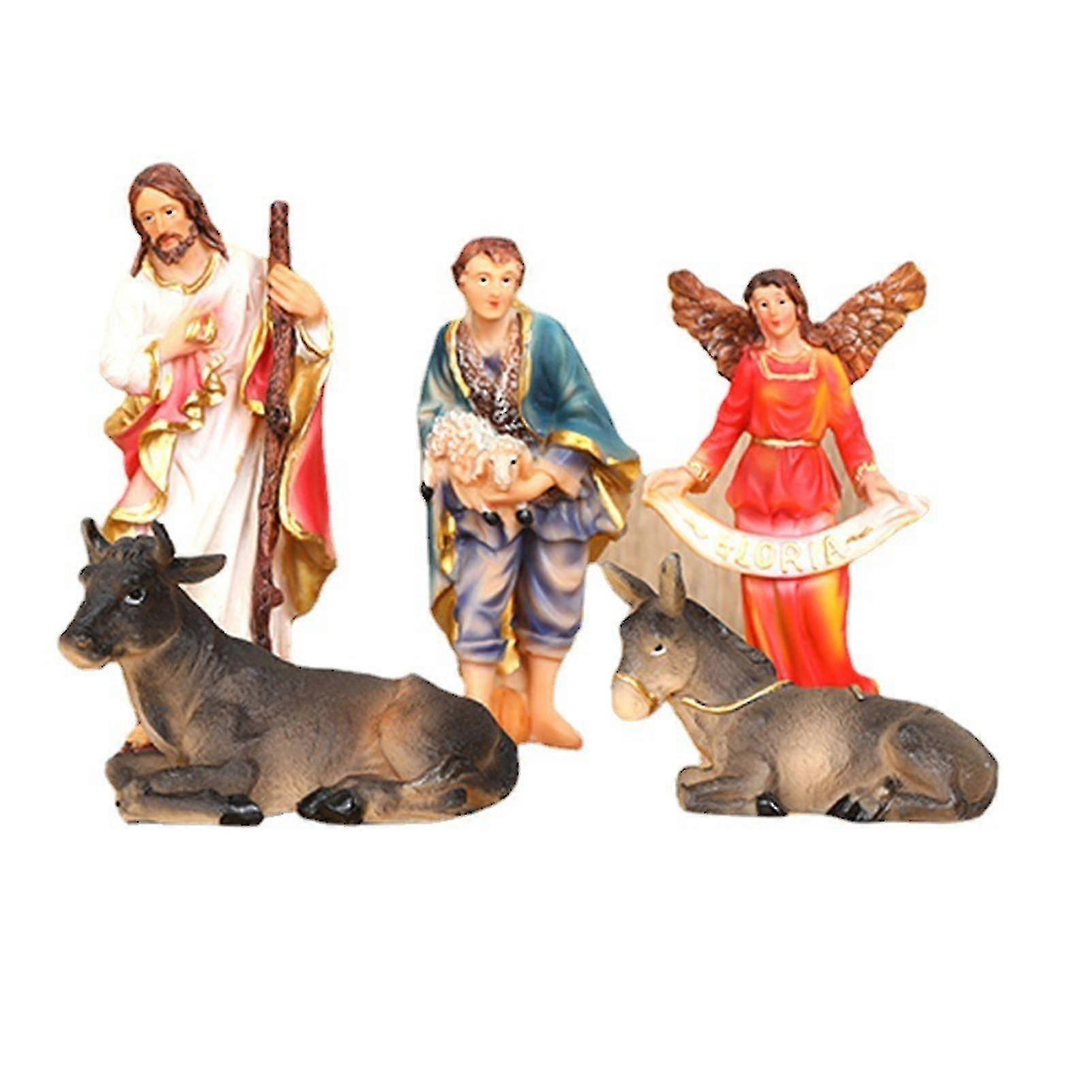 Nativity Scene Figurines Painted Resin Crafts Creative Christmas