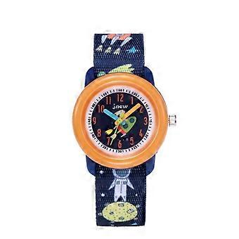 JNEW A369-86408 Dibujos Animados Niños Cósmico Cielo Estrellado Impermeable Tiempo Cognitivo Cinta Reloj de cuarzo