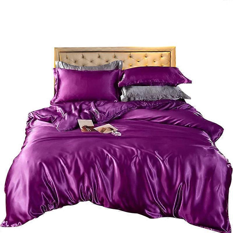 Biancheria da letto Indigo Au Double Size 3 Pz Copripiumino in raso Set copripiumino in poliestere