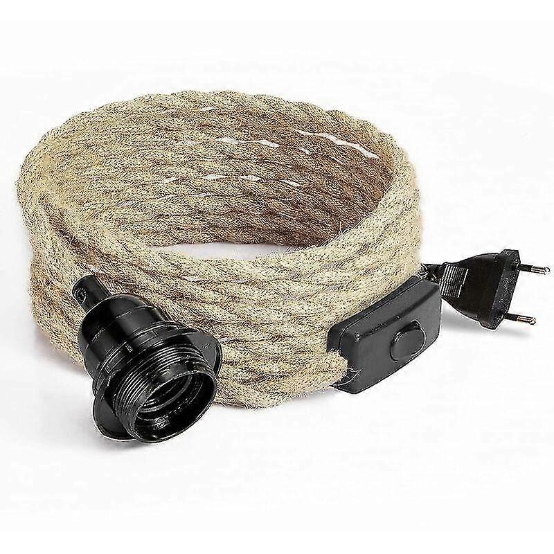 4.5M 2 Conductor Linen Electric Cable, with E27 Socket and Switch, for DIY Lamp (without bulb)