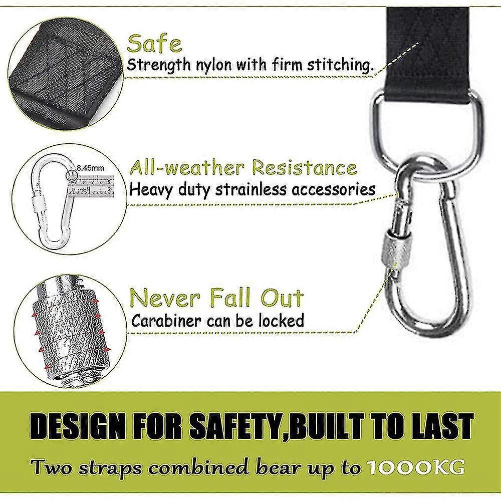 Tree Swing Straps Hanging Kit With Two Sturdy Zinc Alloy Carabiners, Swing Straps Hanging Kit For Any Swing Or Hammock