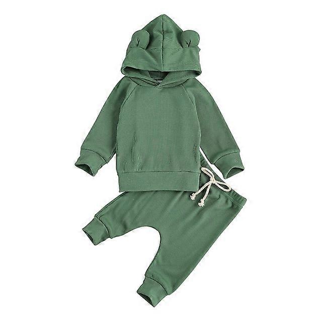 Neugeborenes Baby 2Pcs Geripptes Outfit Set Langarm
