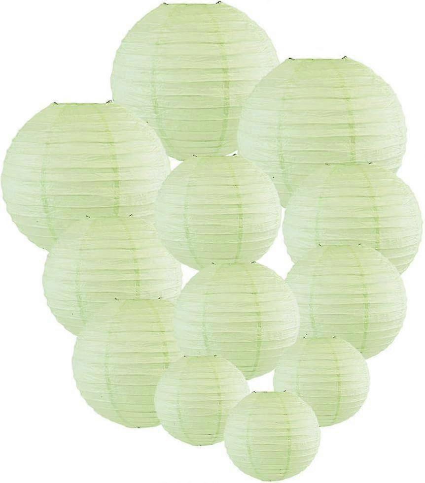 12 PCS Paper Lanterns Multicolor Decorative Round Paper Lanterns For Festival Party Anniversary With 4 Sizes