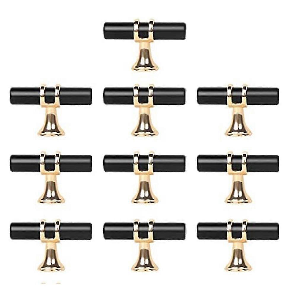 10 Pack Matte Black Cabinet Knobs Black And Gold Cabinet Pulls, Kitchen Cabinet Knobs T Bar Pull Dr