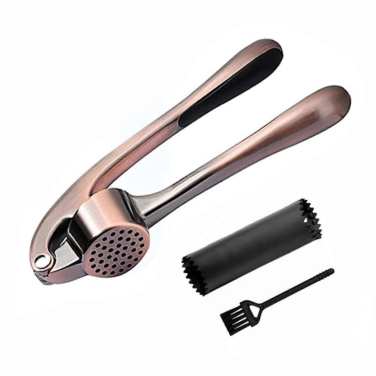 Garlic Press Set Easily Mince And Crush Garlics Heavy Duty Mincer Tool with Garlic Bucket Brush Ergonomic Handle Kitchen Gadgets