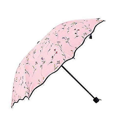 Portable Folding Automatic Umbrella Telescopic Lightweight Pink