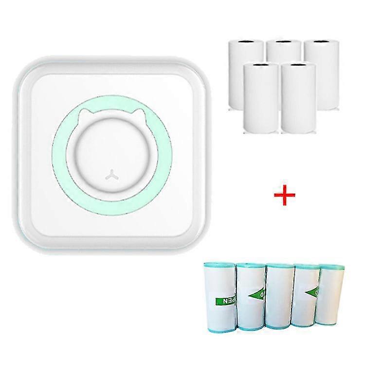 Convenient Pocket Mini Printer Student Wrong Question Thermal Bluetooth Mobile Phone Photo Data Note Printer Blue+self-adhesive*5+printing Paper*5