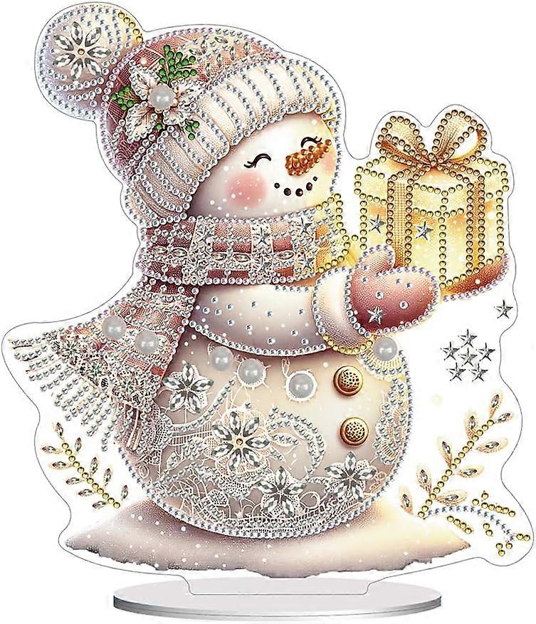 Christmas Diamond Art Kits Tabletop Kit Winter Snowman Table Top Diamond Art Ornament Kits Special Shape+Round Diamonds Acrylic Xmas Decor DIY Crafts