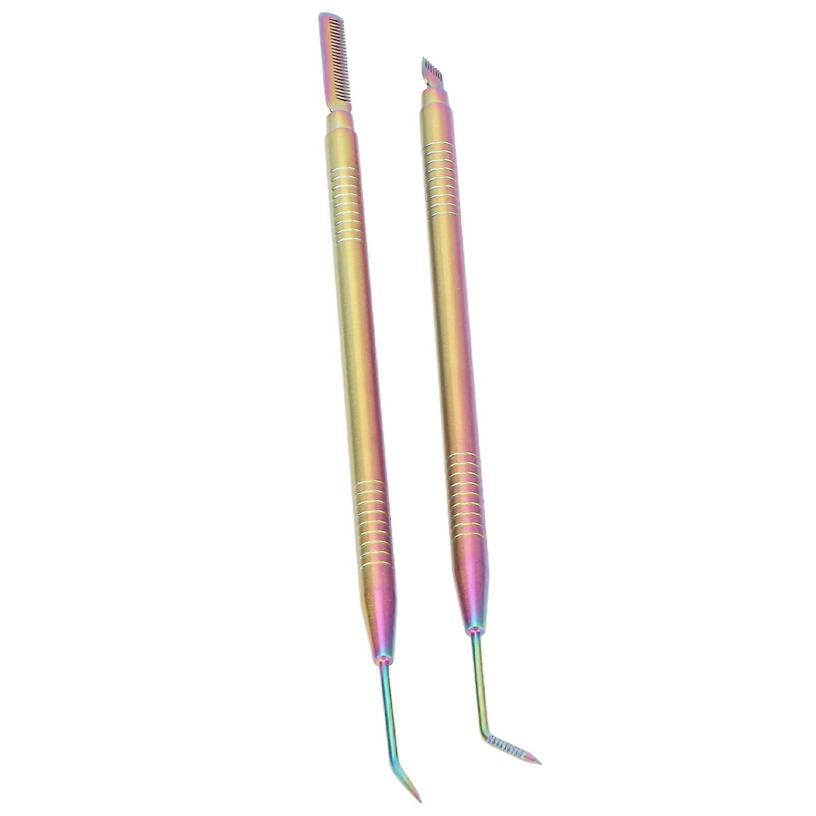 2 in 1 Eye Lash Lift Tool Stainless Steel Double Ended Eyelash Separator Tool for Eyebrow Perming Tinting Colorful