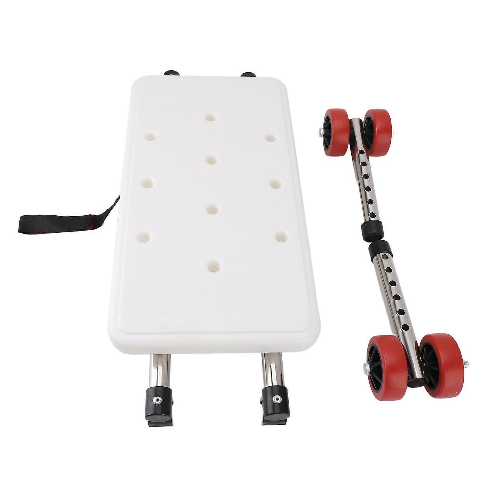Walker Bath Seat Plate with Wheels Drainage Hole Design Adjustable Height Walker Rest Seat Bath Plate for Elderly Disabled