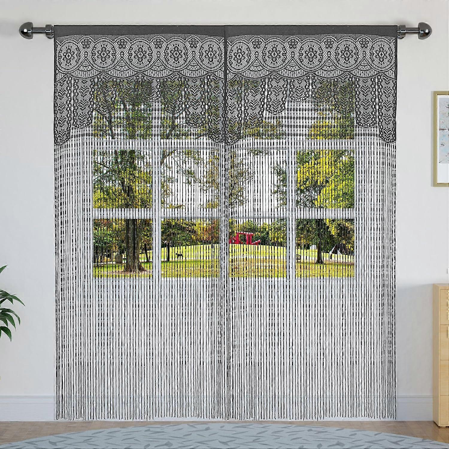 2 יח 'חדר מחיצה דלת חלון היפי פאנל חדר מחיצה וילונות ארון קיר (3579 אינץ '/ 90200 ס"מ, אפור)