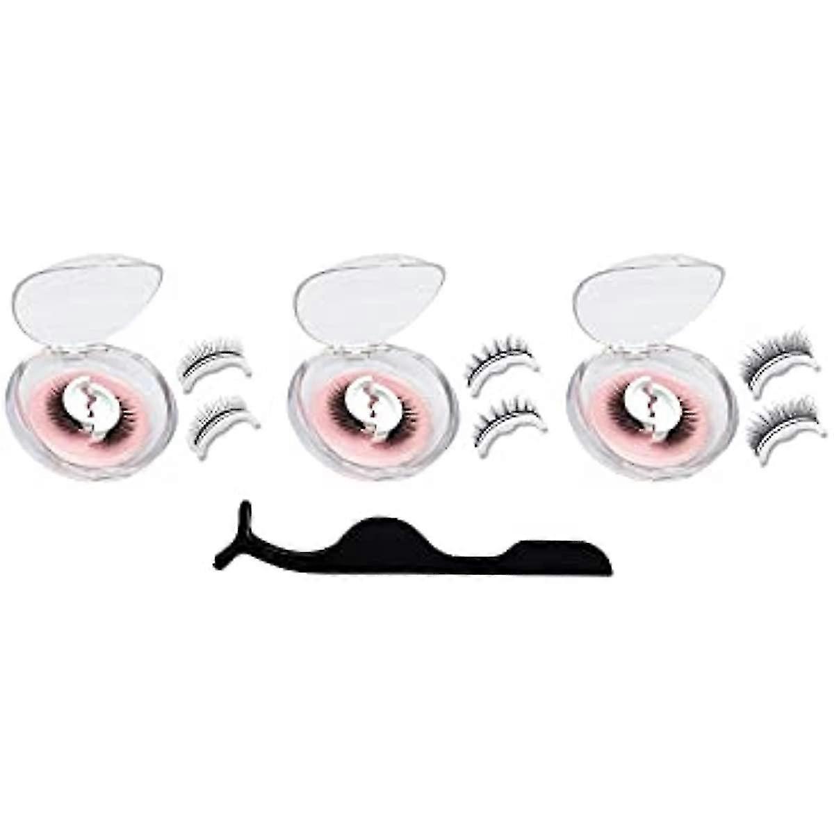 Reusable Self Adhesive Eyelashes No Eyeliner Or Glue Needed Easy To Use 3 Pairsas Shown