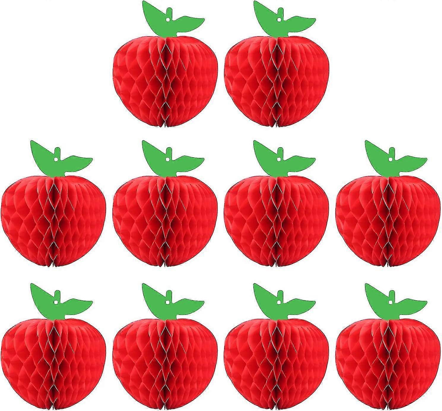 10 Packs Honeycomb Tissue Paper Apple, Hanging Paper Fruit Decoration For School