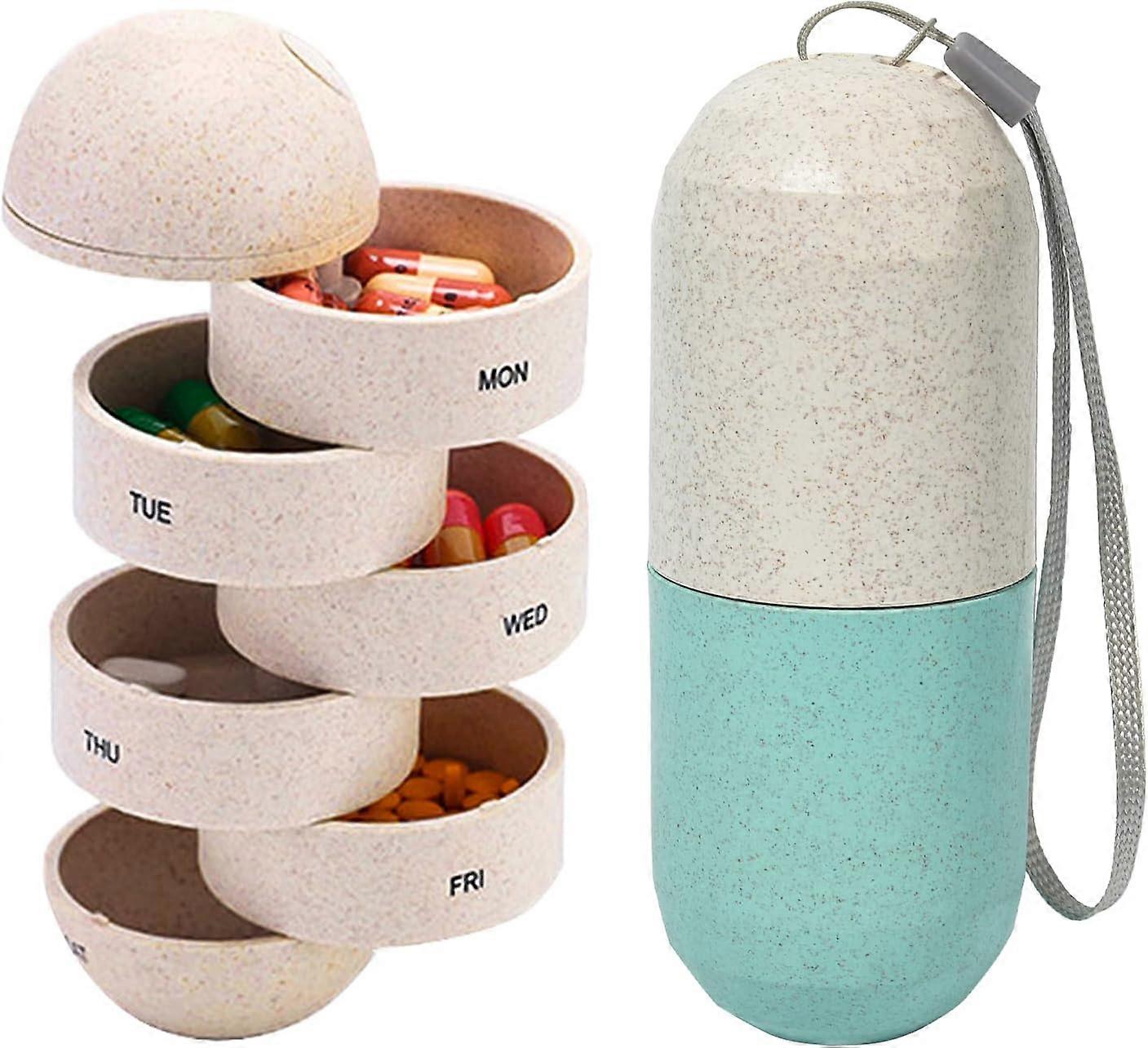 Portable 7-day pill box, large capacity, waterproof and moisture-proof, environmentally friendly material, BPA free
