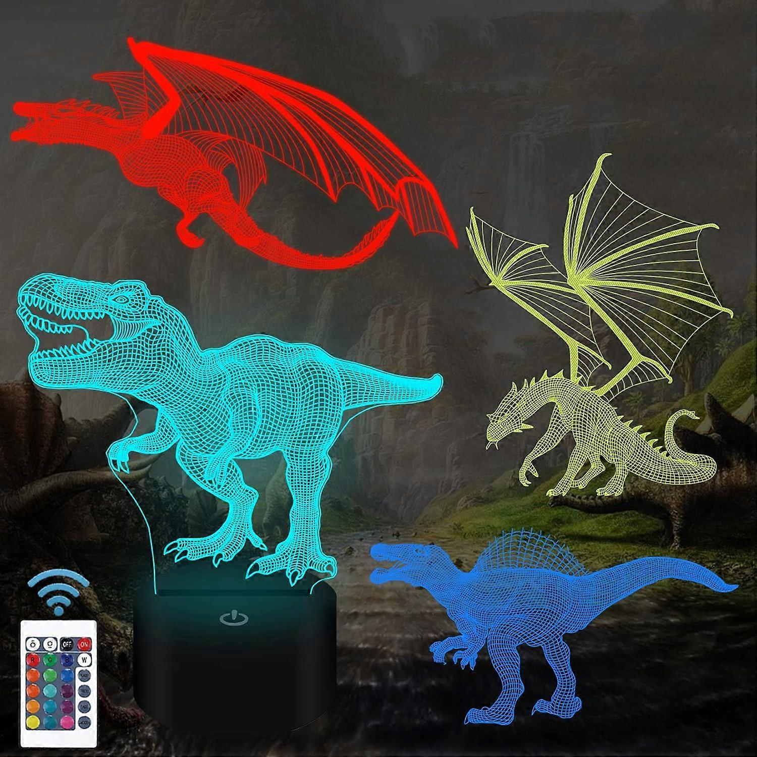SCSYV 3D Νυχτερινό φως δεινοσαύρων για αγόρια κορίτσια παιδιά παιδιά μωρό (δεινόσαυρος και δράκος-4 μοτίβα)