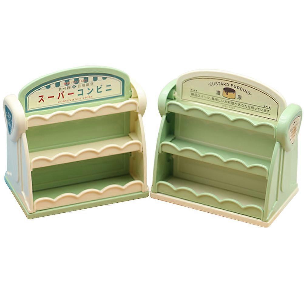 2pcs Mini House Supermarket Shelf Model Simulation Store Shelf Doll House Layout Shelf Model
