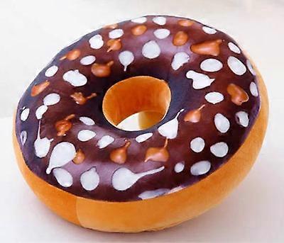 Round doughnuts (chocolate color), padded back, pillow, plush doll, office chair, car seat