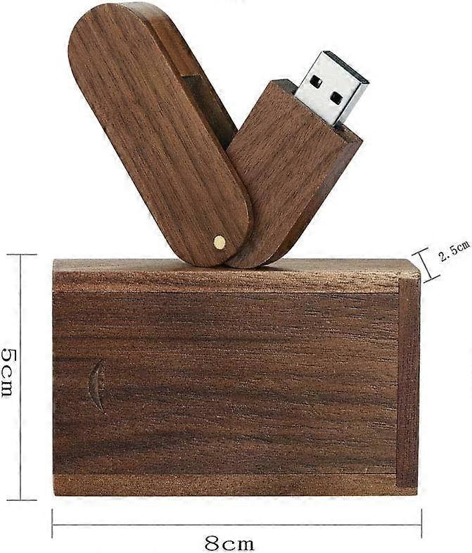 USB flash drive, 32GB advanced rotating solid wood high-speed USB 2.0 flash drive, memory stick data storage, suspended thumb wheel with wooden case