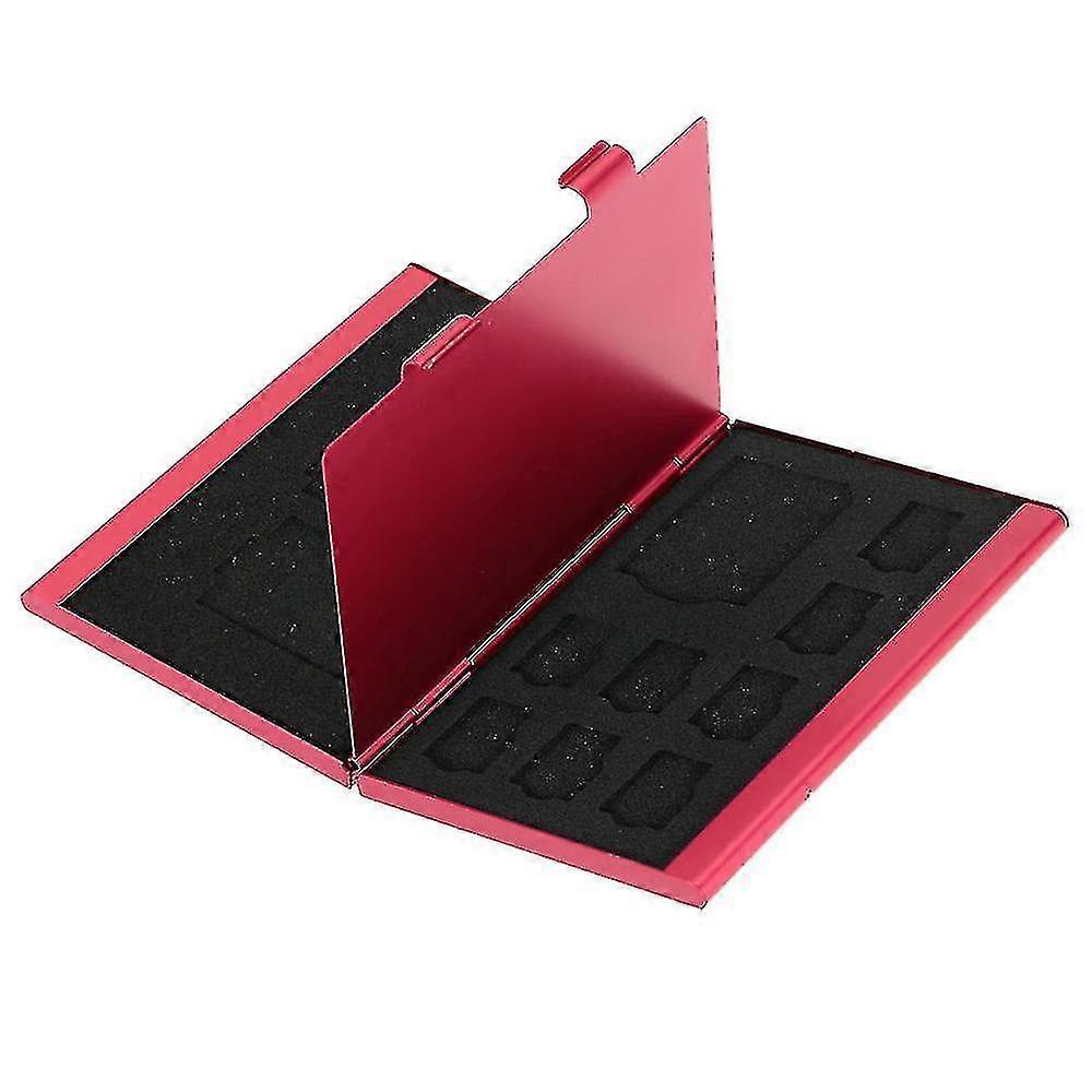 12 In 1 Aluminum Storage Box Bag Memory Card Case Large Capacity(red)