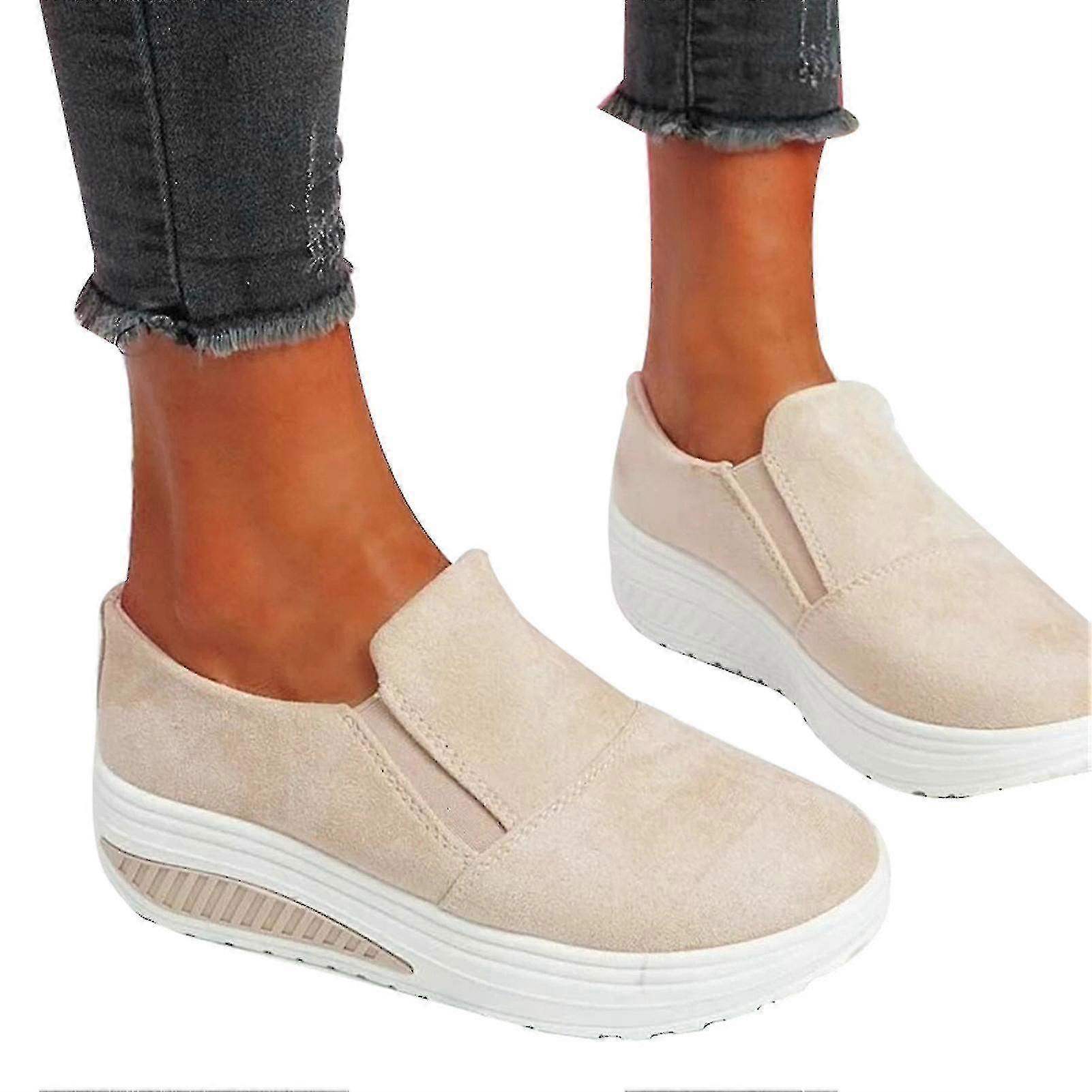 Dámské protiskluzové tenisky Slipon Slip-On boty Ležérní kulatá špička Platforma Vycházková obuv