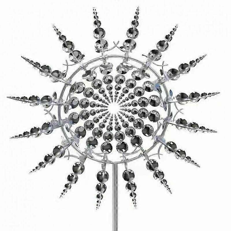 Unique and Magical Metal Windmill - Wind Turbine with Metal Garden Stake, Easy to Install and Weather Resistant,Round Shape