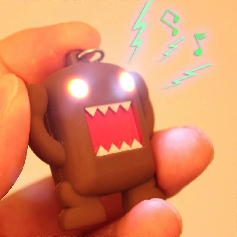 Kawaii action figure keychain Ultra Bright LED Cute Mini Domo kun Action Figure Toys Flashlight Keychains With Sound Kids Gifts