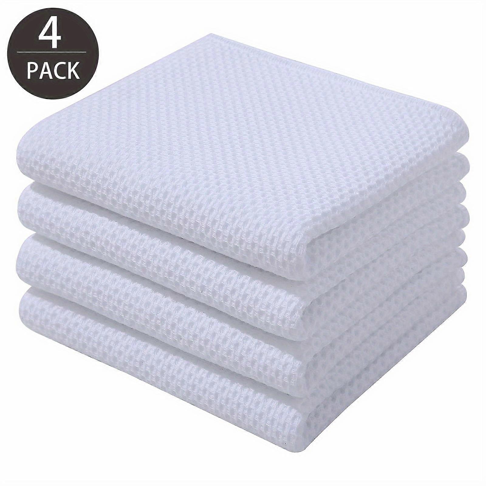 4pcs, Square Cotton Dish Towels, Cotton Waffle Woven Kitchen Tableware Dish Cloth, Kitchen Dishwashing Towels, Hand Towel, Super Soft, Absorbent And Q