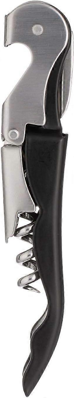 Barware Waiter's Friend Classic Corkscrew and Bottle Opener with 2-Step Lever Action, Black and Silver